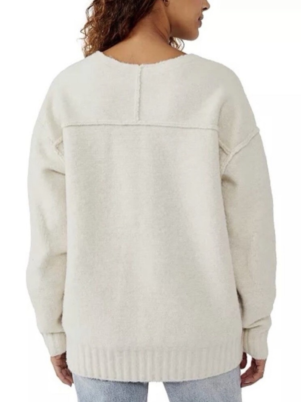 WE THE FREE People Care Eastwood Tunic Sweater Oversized Oatmeal Cream Small